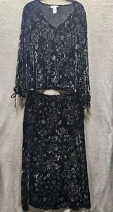 Conjunto de Top y Falda Rena Rowan 8 10 Negro Terciopelo Quemado Transparente Hada Capricho Retro - Imagen 1 de 14