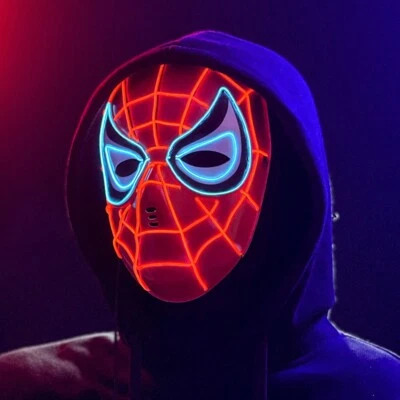 LED Light Mask Cosplay Full Mask Show Black Panther Iron Man SpiderMan Halloween - Image 1 of 4