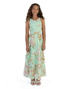 USED-EXCELLENT Speechless Girls Size 14 Floral Halter Neckline Maxi Length Dress - Picture 1 of 7