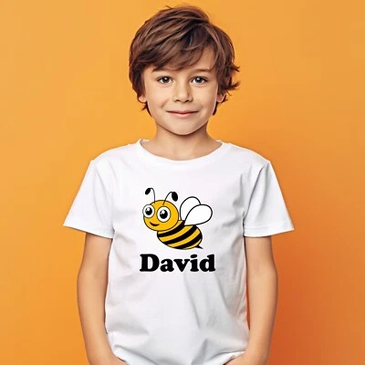 AKA TEXTILE Kinder T-Shirt personalisiert Biene individueller Name Hummel, Schule Sport Tee
