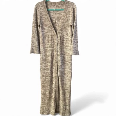 Maxi cárdigan para mujer Free People Boho con botones mezcla de lino medio abierto S BOHO Foto 1 de 4