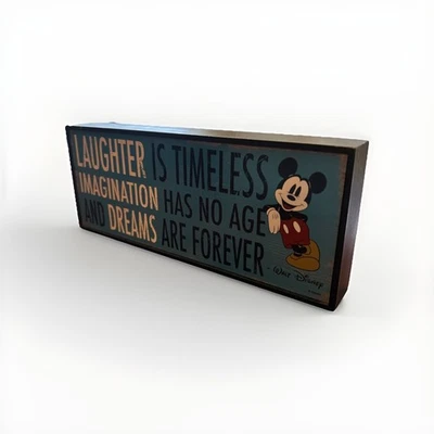Letrero de Walt Disney "La risa es imaginación atemporal... los sueños son para siempre" 10"x4" Foto 1 de 2