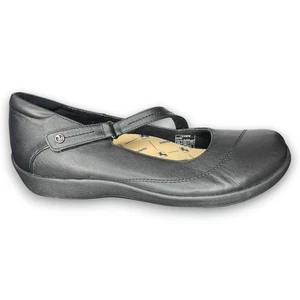Revere Petra Black Leather Comfort Mary Jane Flats Women’s 12W (Fits 10.5–11) - Picture 1 of 14