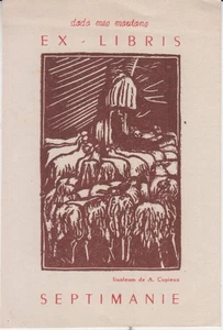 Ex-libris Paul DUPLESSIS de POUZILHAC Narbonne- "SEPTIMANIE", par Albert COPIEUX - Picture 1 of 1