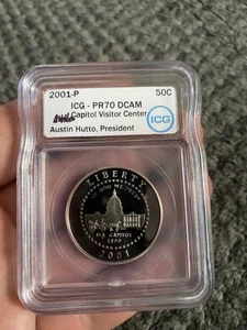 ICG 2001-P PR70 DCAM Capitol Visitor Center Half Dollar Austin Hutto Signature - Picture 1 of 8