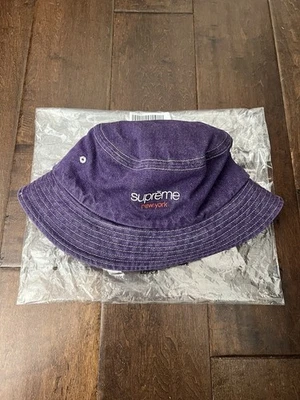 Supreme SS25 Cotton Denim Crusher Hat Purple Classic Logo Size S/M New IN HAND - Image 1 of 4