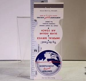 Northwest Orient Airlines 1950s Vintage Airline Route Map Matchbook - Picture 1 of 2