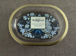 William Morris & Co Bathroom Soap Trinket Dish Hyacinth Blue Glass Floral NEW - Picture 1 of 3
