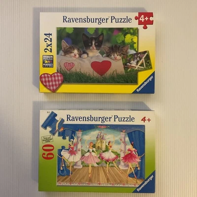 2 Ravensburger Puzzles 24 & 60 Pieces Childrens Kittens Princess Ballerinas - Image 1 of 4