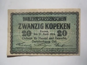 1916 POSEN POLAND LITHUANIA 20 KOPEKEN - Imagen 1 de 2