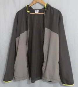 Starter Jacke Herren XL grau gefüttert Mesh Langarm Full Zip Kordelzug Kapuze - Bild 1 von 3