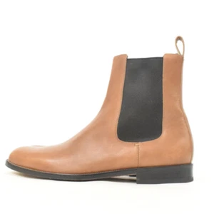 Gucci Mens Shoes 10 Saddle Brown Leather Pull-On Chelsea Boots - Picture 1 of 11