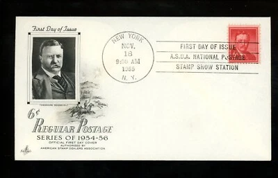 US FDC #1039 Artcraft M-5 1955 New York NY ASDA Theodore Roosevelt Liberty HC - Image 1 of 2