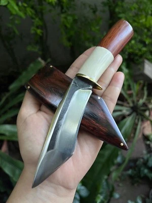 Custom camp pocket hunting  knife 4.5" 4034 Germany steel, Cow bone& Rosewood - Image 1 of 4