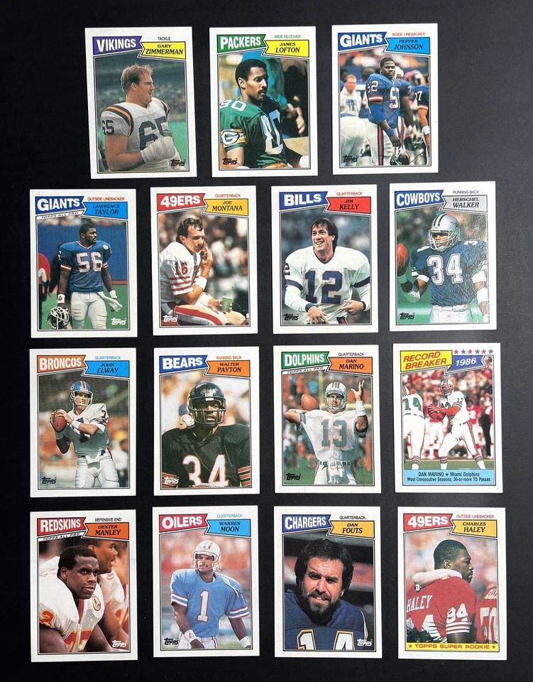 1987 Topps Football Lot Card Montana Marino Elway Payton Taylor Kelly Walker RC - Image 1 of 1