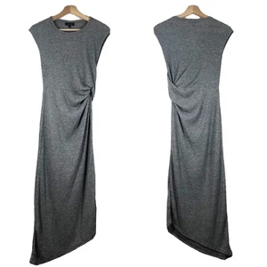 NWT Topshop Asymmetric Hem Sheath Midi Dress Ruched Side Gray Sz 2 - Picture 1 of 12