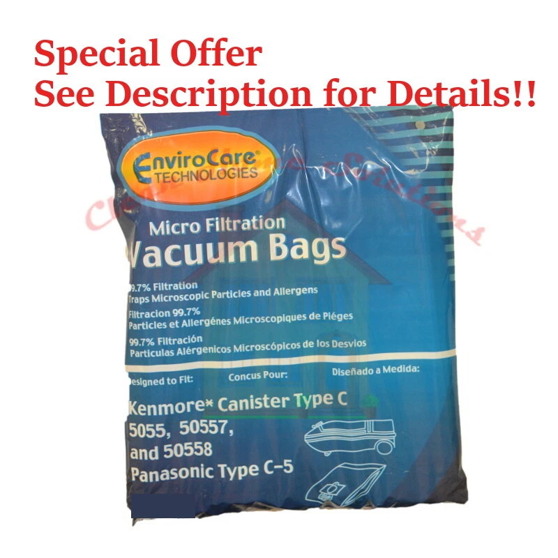 Bolsas de vacío Kenmore Canister C paquete de 3 5055 50557 50558 compra 2 obtén 1 GRATIS  Foto 1 de 1