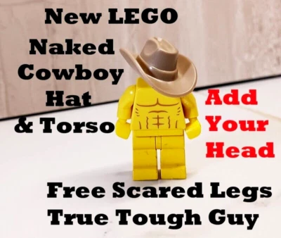 New LEGO Naked Torso Nude Cowboy Tan Hat Six Pack Abs Nude Legs Leave Your Hat - Image 1 of 2