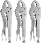 3 Pcs Vise-Grip Curved Jaw Locking Pliers (10Inch) With Wire Cutter Curved Jaw F
