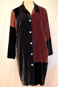 NWT Christian Francis Roth CFR Velvet ColorBlock Long Button Down Tunic Jacket-L - Picture 1 of 8