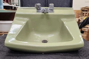 Bathroom sink olive green wall mount ceramic vintage Universal Rundle - Picture 1 of 14