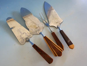 Vintage 3x Kuchenschaufel Tortenheber 1 Spieß mit Bakelit Griff 60er (F025-600) - Bild 1 von 3