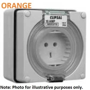 Clipsal INDUSTRIAL SURFACE SOCKET 10A 110V 2xRound Live Pins & Flat Earth ORANGE - Picture 1 of 1