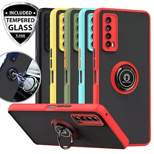 Custodia ad anello per TCL Stylus 5G 2022 T779W supporto magnetico retro trasparente + vetro temperato - Foto 1 di 12