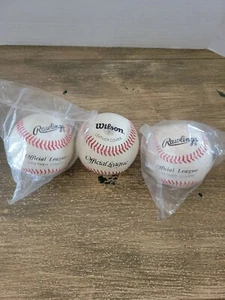 Set Of 3 Vintage Rawlings Official League Baseballs. 2 New 1 Used - Picture 1 of 2