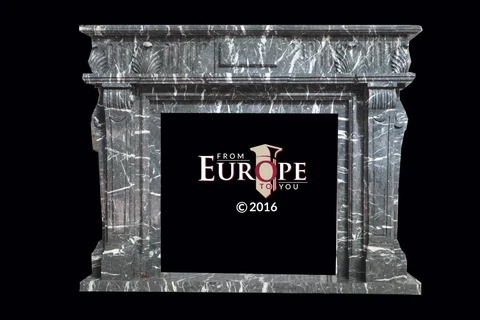BEAUTIFUL HAND CARVED MARBLE ESTATE FRENCH STYLE FIREPLACE MANTEL - TLE6A1 Cover