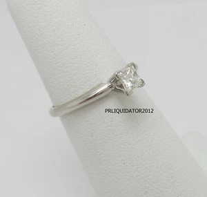 1/4CT Natural Princess Diamond Solitaire Engagement Wedding Ring 14K White Gold - Picture 1 of 12