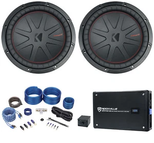 (2) KICKER 45L7R104 10" 2000w L7R Subwoofers Solo-Baric Subs+Box+Amplifier+Wires - Picture 1 of 12