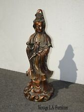 Vintage Quan Yin Bronze Colored Statue Guan Yin