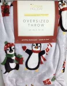 Plüsch Überwurf Decke Evoque Oversized Überwurf Pinguins 50x 70 in Neu - Bild 1 von 4
