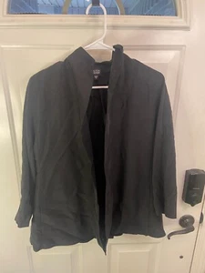 Eileen Fisher Open Front Jacket Black Size M Viscose Nylon Spandex - Picture 1 of 13