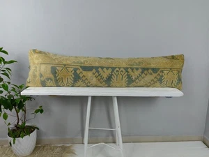 12x48 Long Lumbar Pillow Cover - Turkish Rug Cushion - Farmhouse Boho Bench Bed - Picture 1 of 16