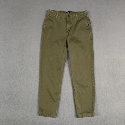 Gap Pants Women’s 4 Green Straight Cuffed Elastic Waist Stretch Cotton Blend - Image 1 of 4
