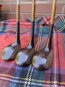 TimewarpGolf - 3x RARE Matching Gibson hickory golf Driver, Brassie & Spoon - Picture 1 of 22