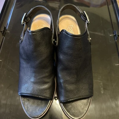 Franco Sarto Negro Peeptoe Humor Cordones Botines Cuero Para Mujer Talla 8.5 Foto 1 de 4