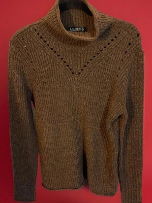 Suéter Ralph Lauren Lana Etiqueta Negra🖤Marrón Cuello Imitado Grande Usado en Excelente Condición Bonito Clásico Foto 1 de 4