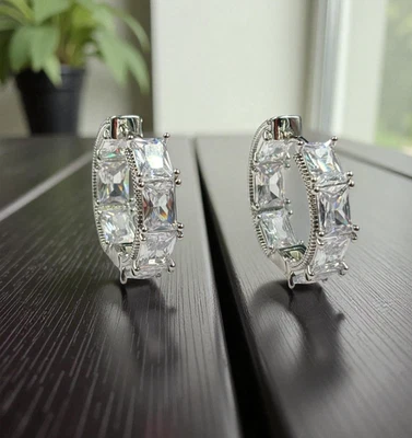 Orecchini in Ottone da donna Cerchi con grandi Zirconi Anallergici Nickel Free - Immagine 1 di 4