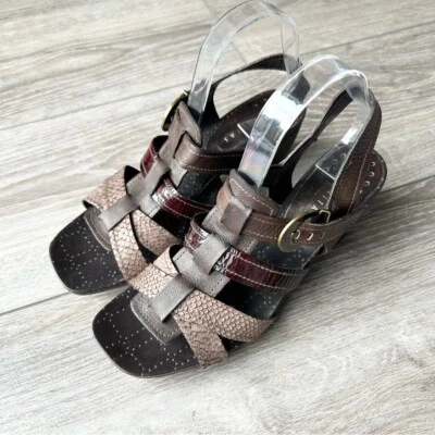 Hispanitas Snakeskin Patent Smooth Mixed Leather Strappy Sandal Made in Spain — 第 1/4 张图片