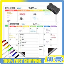 A3 Magnetic Fridge Whiteboard Monthly Weekly Planner Calendar Board + 6 Pens AU