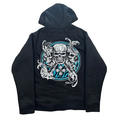 Vintage y2k Route 66 Brand Skulls MMA Elite Style Full Zip Hoodie Sweatshirt Lg - Image 1 of 4