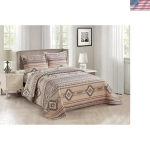 Oversized King Southwestern Bedspread Set in Earth Tones - Includes Pillow Shams - Picture 1 of 3