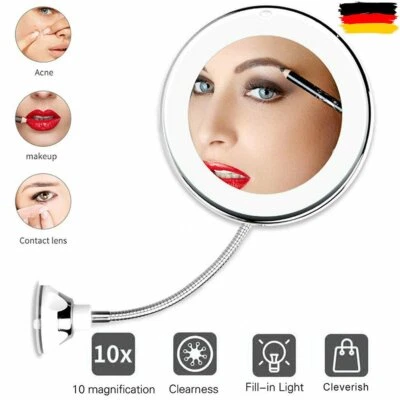 LED Schminkspiegel 10-fach Vergrößerung Badezimmer Kosmetikspiegel mit Saugnapf - Bild 1 von 4