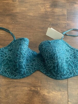 NUEVO CON ETIQUETAS SUJETADOR CON AROS FORRADO B'TEMPTD 953144 CIAO BELLA BALCONETTE 38DD/VERDE REG$44 Foto 1 de 4