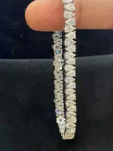 11CT Pear Cut Lab Created Diamond Women's Tennis Bracelet 14K White Gold Finish - Picture 1 of 5