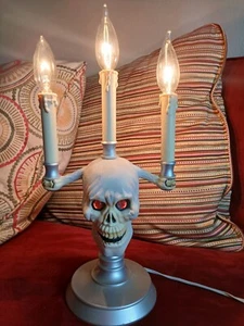 Vintage ‘94 TrendMaster Halloween Skeleton Skull Candelabra Lamp Light Up Candle - Picture 1 of 8