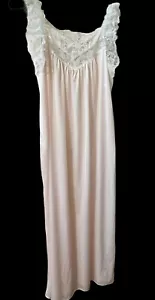 Vintage Lace Nightgown Peach Embroidery Rose Semi Sheer Drape Apostrophe Medium - Picture 1 of 9